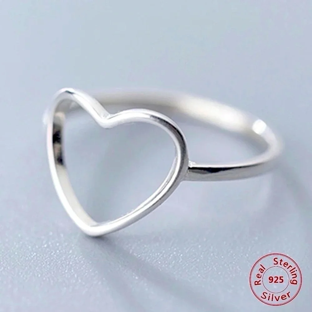 🍒3/$30 New Sterling Silver Open Heart Ring - Size 6